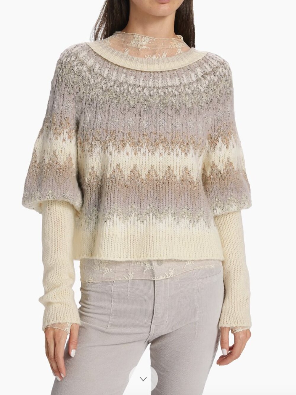 Free People NWT Home For The Holidays Balloon-Sleeve Sweater - Size S
